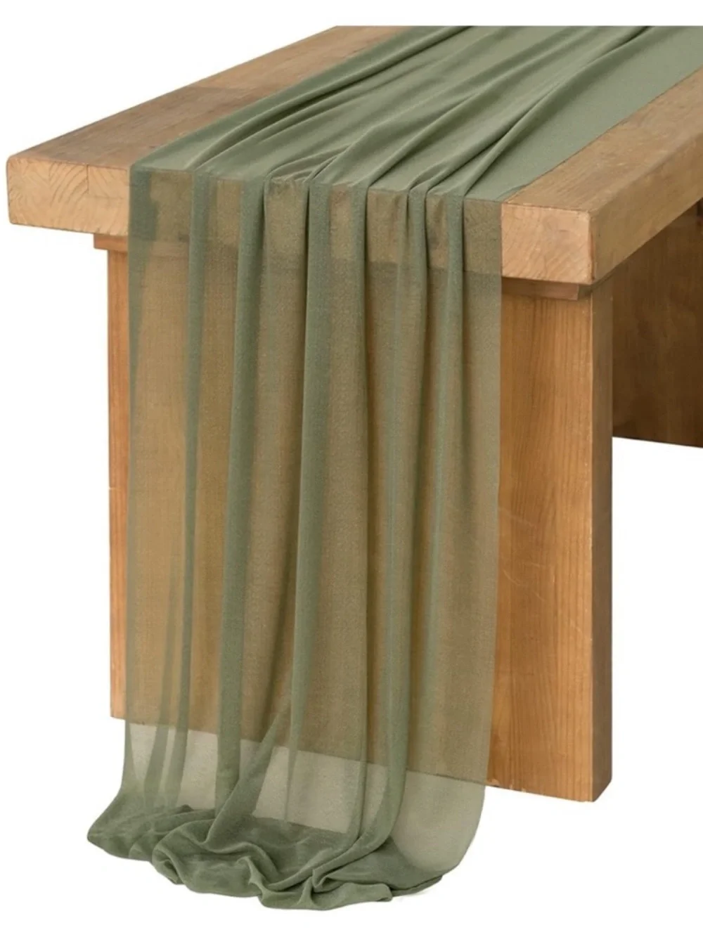Sage Green Sheer 10ft Shimmer Table Runner -Holiday Party Thanksgiving Christmas